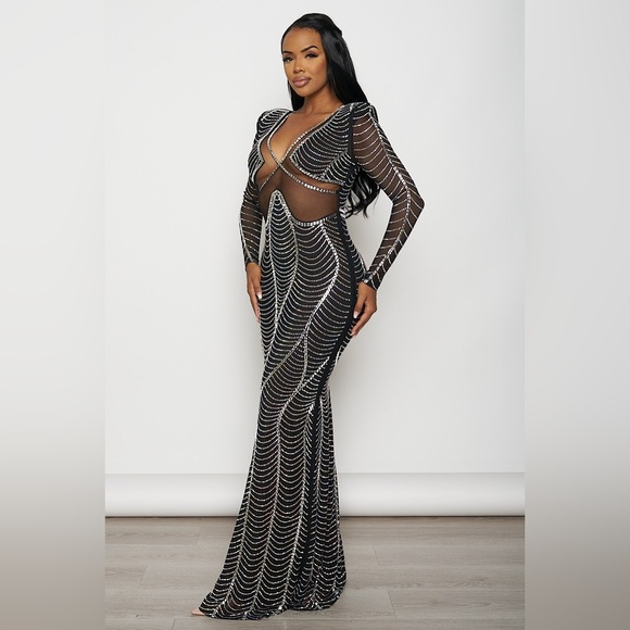 Banjul rhinestone mesh mermaid maxi dress - Picture 6 of 11